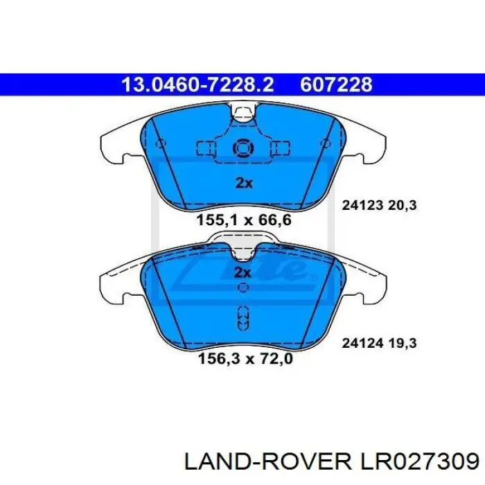 LR027309 Land Rover Sapatas do freio dianteiras de disco