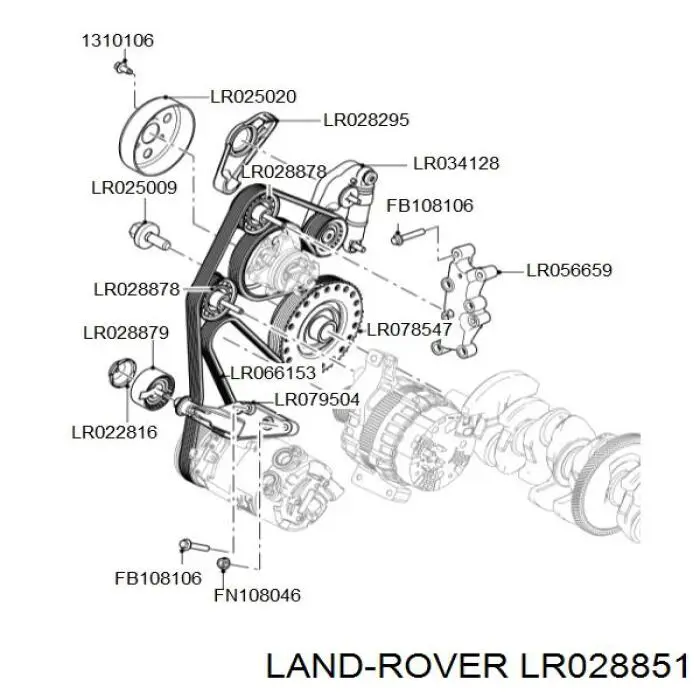 LR028851 Land Rover Correia dos conjuntos de transmissão