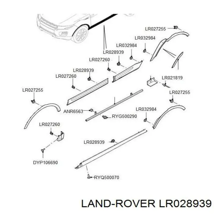 Braçadeira (cápsula) de fixação de moldura da porta Land Rover LR028939 preço, a partir de 3,93 USD