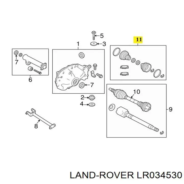 LR034530 Land Rover Botas de proteção de Juntas homocinéticas do semieixo dianteiro, kit