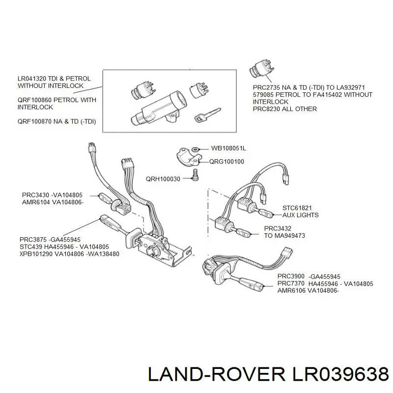 Grupo de contato de fecho de ignição Land Rover LR039638 preço, a partir de 60,74 USD