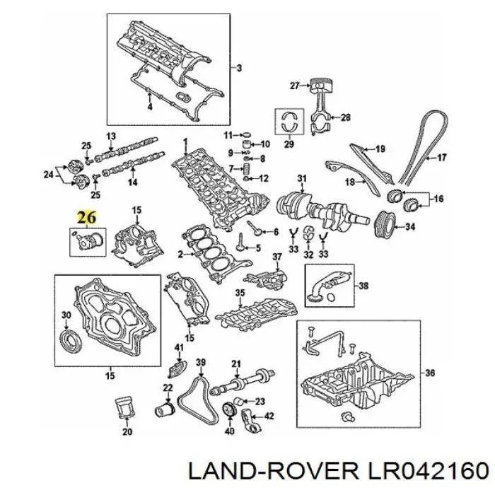LR016405 Land Rover Válvula eletromagnética de posição (de fases) da árvore distribuidora