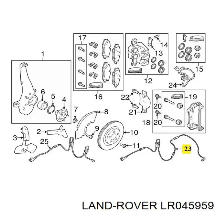 Compre LR045959 Land Rover Sensor dianteiro de desgaste das sapatas do freio