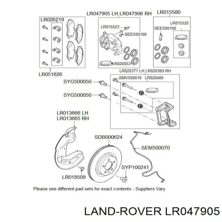 Suporte do freio dianteiro esquerdo Land Rover LR047905 preço, a partir de 115,11 USD