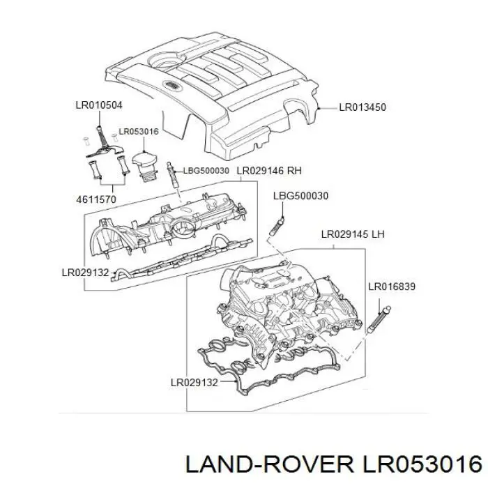 LR053016 Land Rover Gargalo de enchimento de óleo