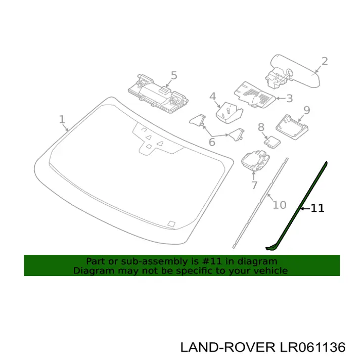 LR061136 Land Rover Placa sobreposta externa dianteira esquerda de suporte de carroçaria