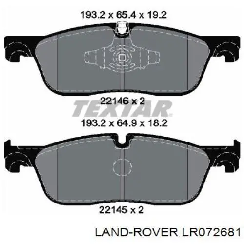 LR072681 Land Rover Sapatas do freio dianteiras de disco