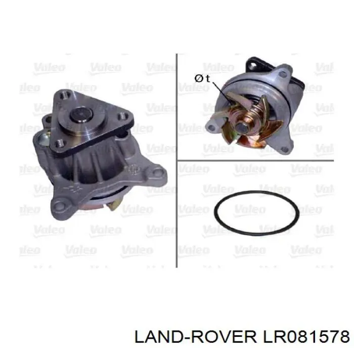 LR081578 Land Rover Bomba de água (bomba) de esfriamento