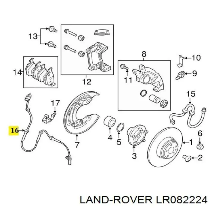 LR082224 Land Rover Sensor ABS traseiro esquerdo