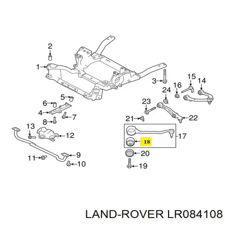 LR084108 Land Rover Bloco silencioso dianteiro do braço oscilante inferior