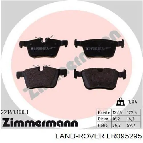 Sapatas do freio traseiras de disco Land Rover LR095295