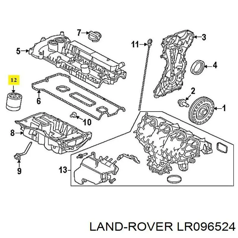 LR096524 Land Rover Filtro de óleo