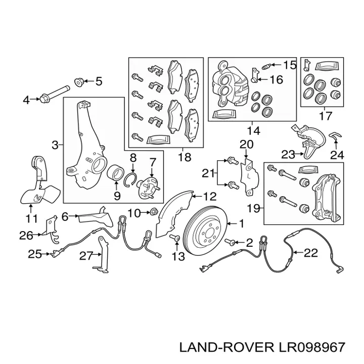 LR098967 Land Rover Disco do freio dianteiro