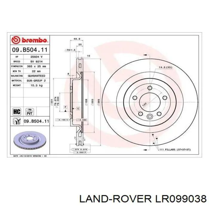 Compre LR099038 Land Rover Disco do freio traseiro
