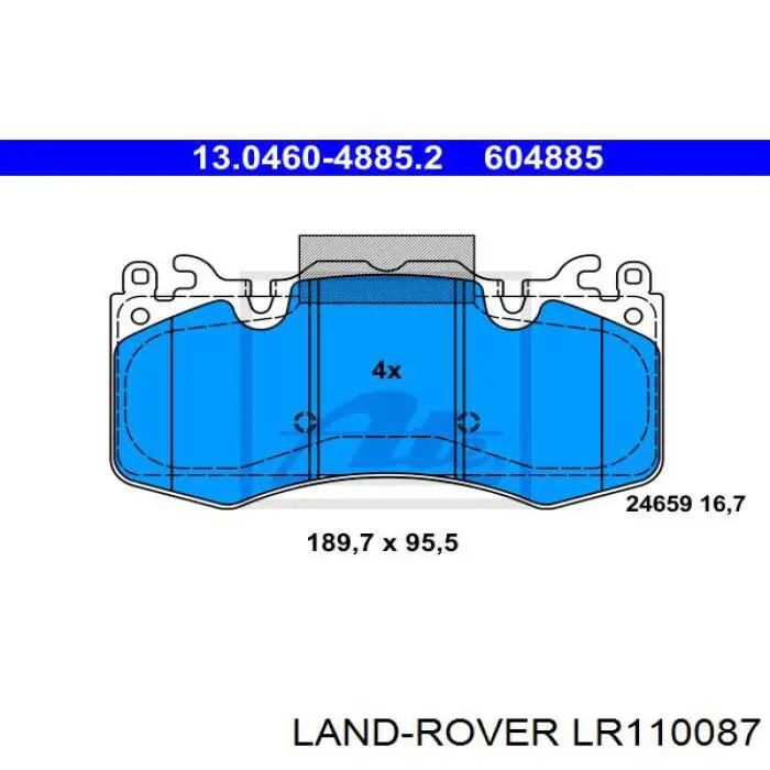 LR110087 Land Rover Sapatas do freio dianteiras de disco