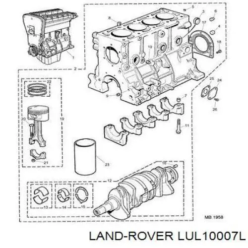 Vedação traseira de cambota de motor LUL10007L Land Rover