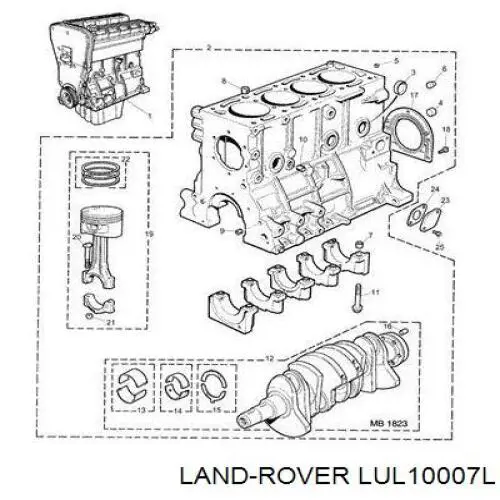 LUL10007L Land Rover Vedação traseira de cambota de motor