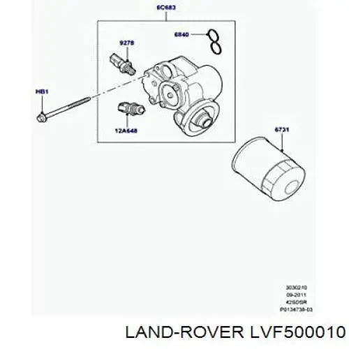 LVF500010 Land Rover Vedante de adaptador do filtro de óleo