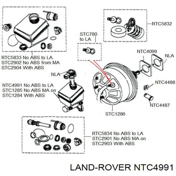 Cilindro mestre do freio Land Rover NTC4991 preço, a partir de 119,39 USD