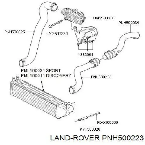 Compre PNH500223 Land Rover Mangueira (cano derivado) de intercooler
