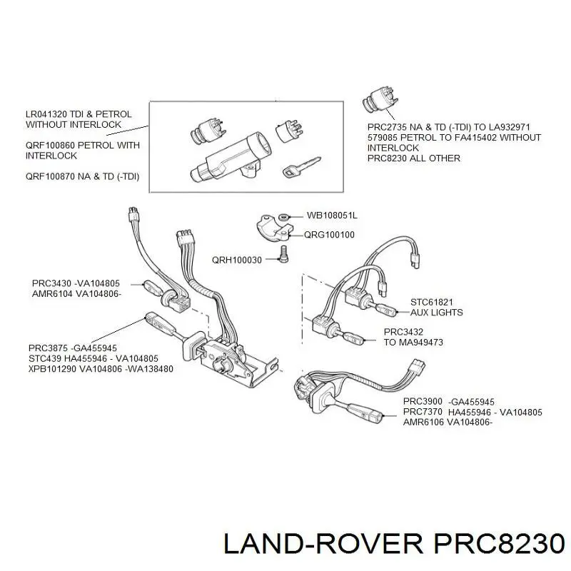 Compre LR039638 Land Rover Grupo de contato de fecho de ignição
