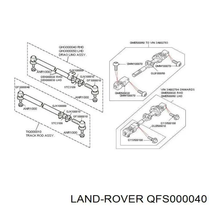 Ponta da barra central de direção traseira direita Land Rover QFS000040 preço, a partir de 78,65 USD