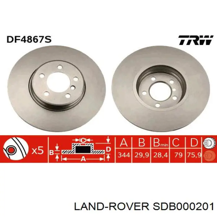 Compre SDB000201 Land Rover Disco do freio dianteiro