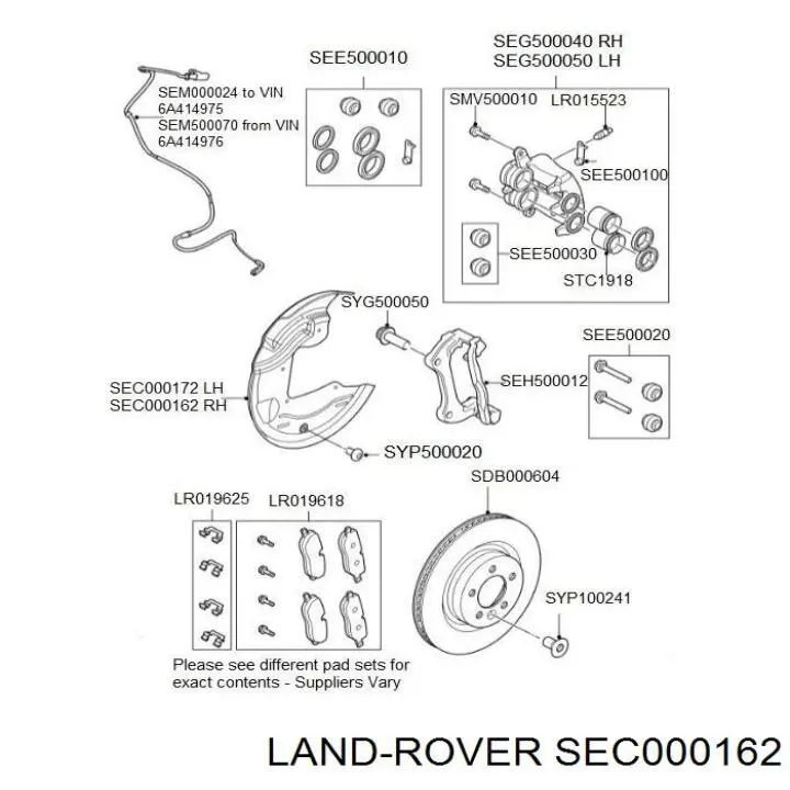 SEC000162 Land Rover Proteção do freio de disco dianteiro direito