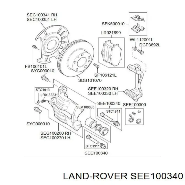Compre SEE100340 Land Rover Kit de reparação de suporte do freio dianteiro