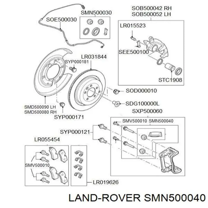 SMN500040 Land Rover Kit de reparação de suporte do freio traseiro