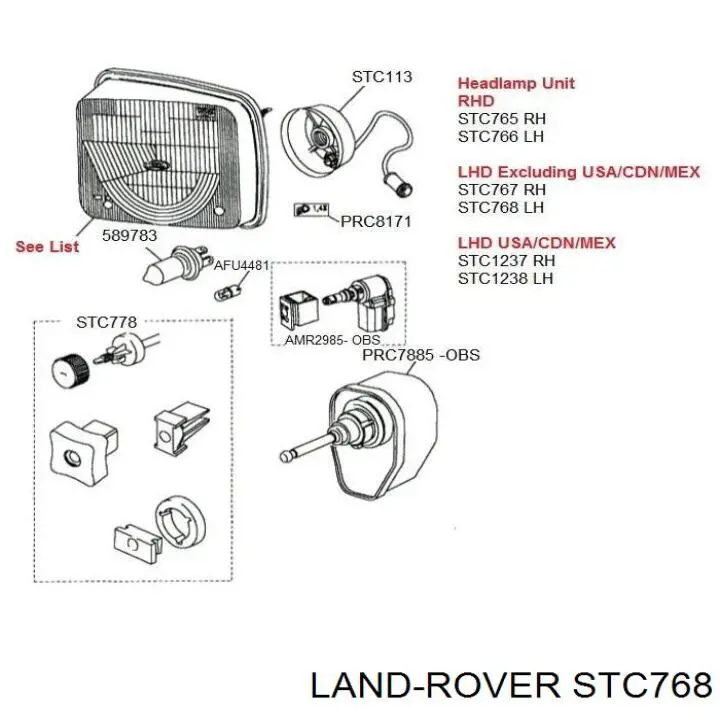 Luz esquerda para Land Rover Discovery I LG, LJ