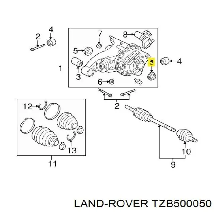 TZB500050 Land Rover Bucim de redutor do eixo dianteiro