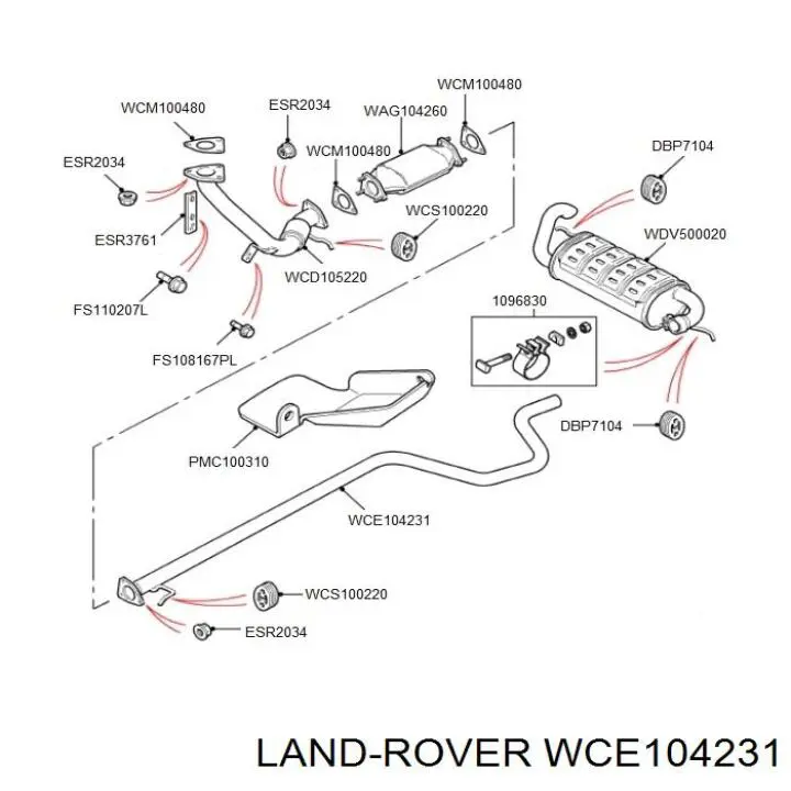 Silenciador, parte central Land Rover WCE104231 preço, a partir de 62,47 USD