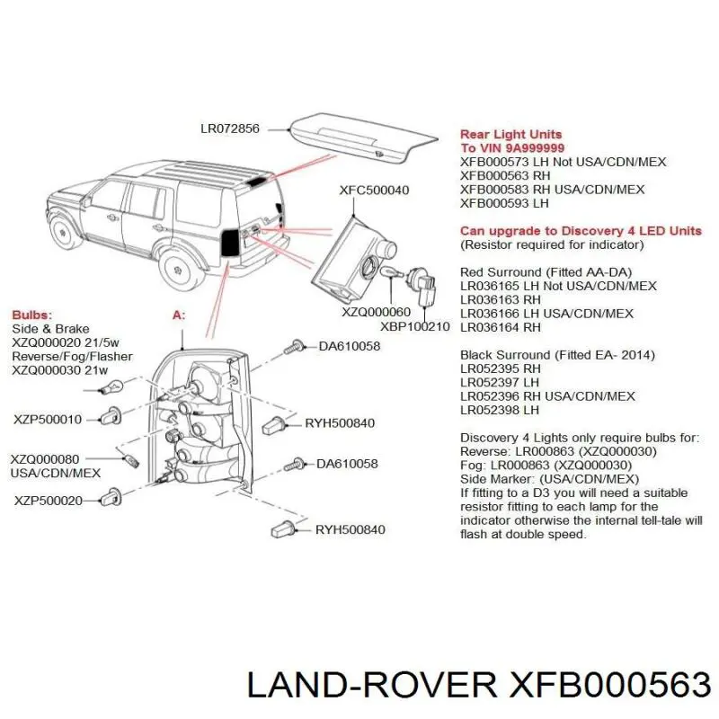 Lanterna traseira direita Land Rover Discovery III LR3