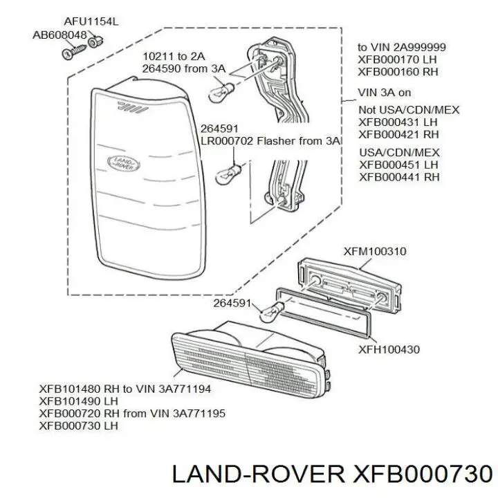 XFB000730 Land Rover Lanterna do pára-choque traseiro esquerdo