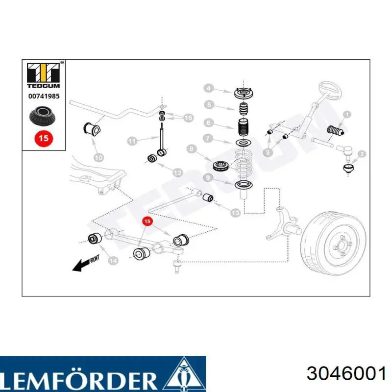 Compre 3046001 Lemforder Bloco silencioso traseiro de barra Panhard