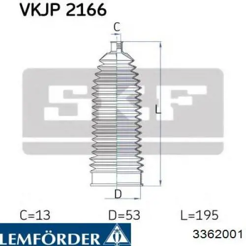 Bota de proteção do mecanismo de direção (de cremalheira) Lemforder 3362001 preço, a partir de 8,99 USD