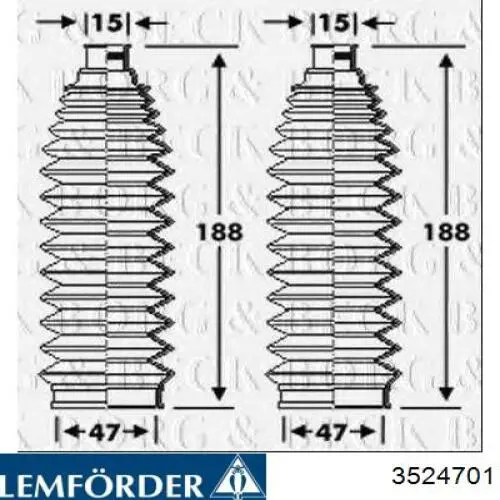 Bota de proteção do mecanismo de direção (de cremalheira) Lemforder 3524701 preço, a partir de 16,19 USD