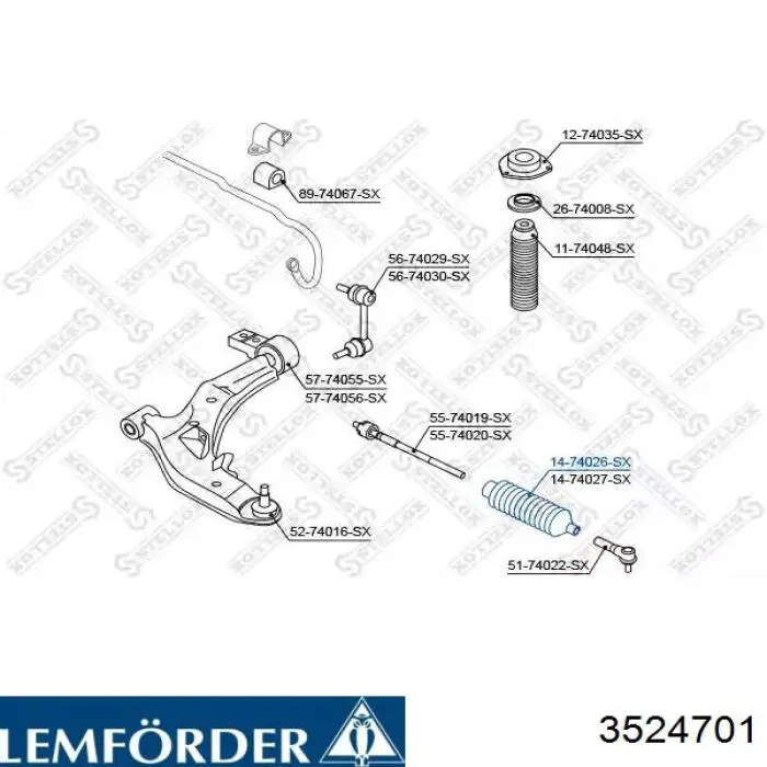 Compre 3524701 Lemforder Bota de proteção do mecanismo de direção (de cremalheira)