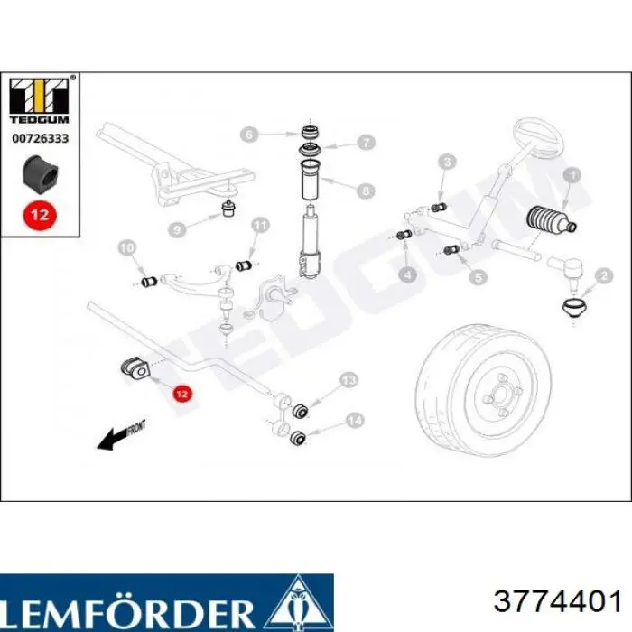 Bucha de estabilizador dianteiro Lemforder 3774401 preço, a partir de 1,56 USD