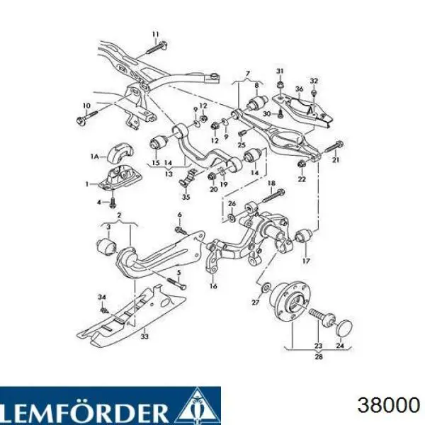 Compre 38000 Lemforder Parafuso de fixação do braço oscilante inferior traseiro