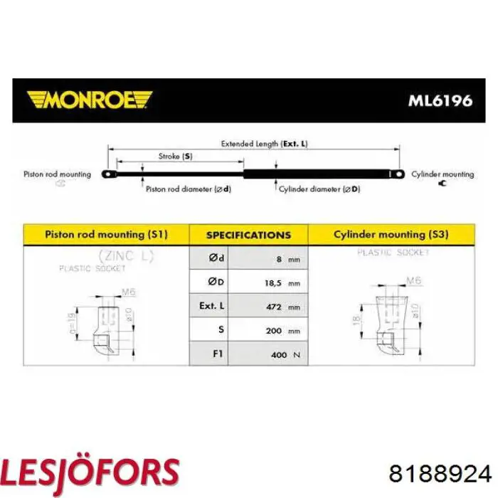 Amortecedor de tampa de porta-malas (de 3ª/5ª porta traseira) Suzuki 8186061M00 preço, a partir de 21,81 USD
