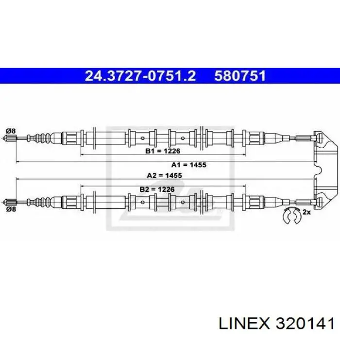 320141 Linex Cabo traseiro direito/esquerdo do freio de estacionamento