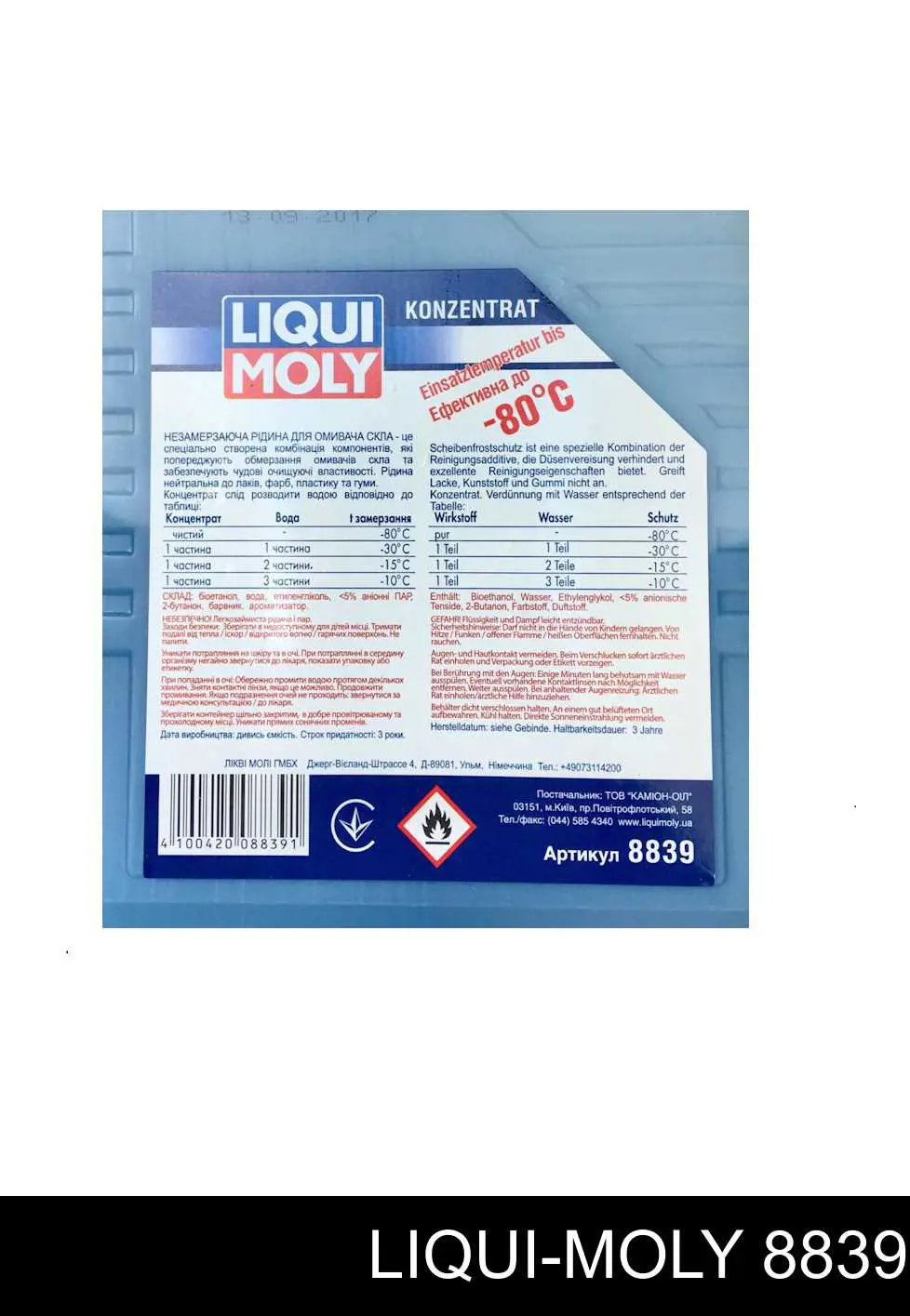 8839 Liqui Moly Fluido para lavador de pára-brisas