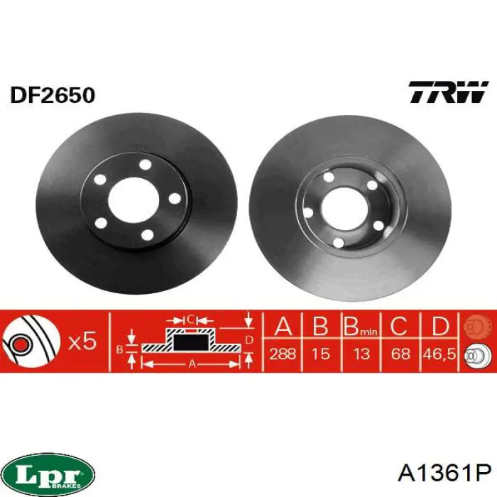 Disco do freio dianteiro LPR A1361P preço, a partir de 49,99 USD