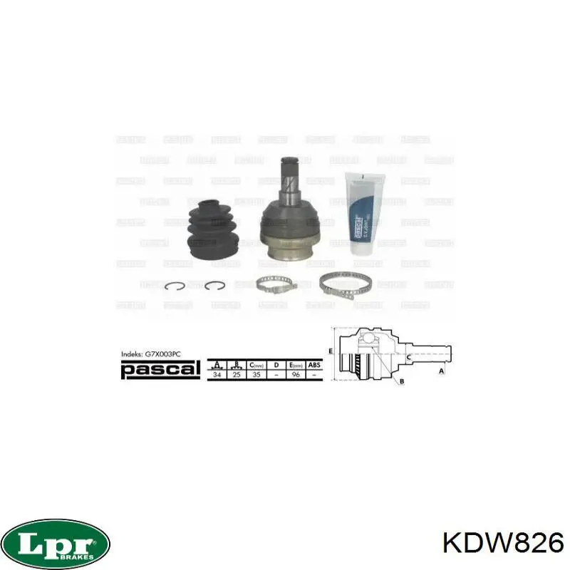 KDW826 LPR Junta homocinética interna dianteira