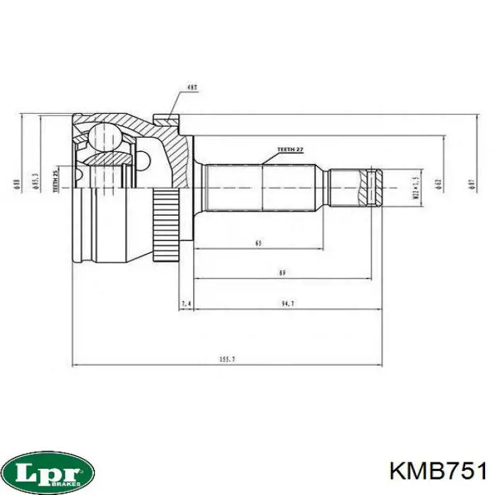 KMB751 LPR Junta homocinética externa dianteira