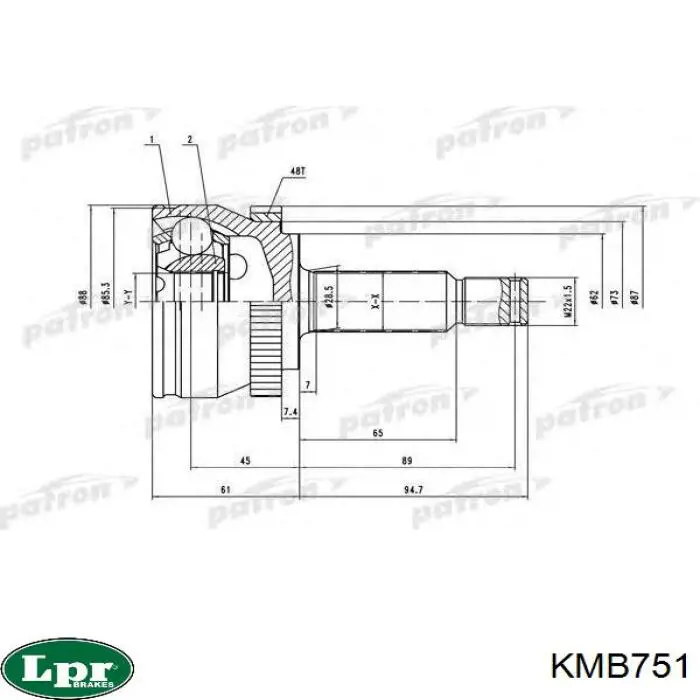 Junta homocinética externa dianteira LPR KMB751 preço, a partir de 66,46 USD