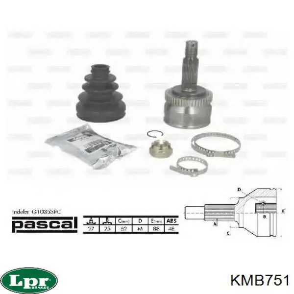Junta homocinética externa dianteira KMB751 LPR