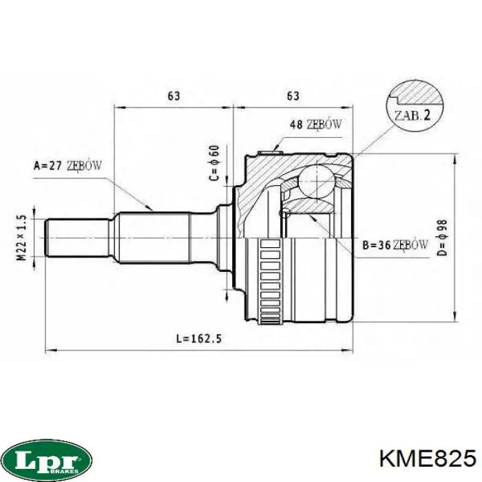 Compre KME825 LPR Junta homocinética interna dianteira
